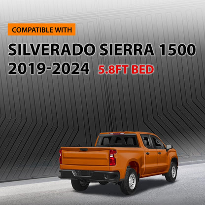 G-PLUS Truck Bed Floor Mat Compatible with Chevy Silverado GMC Sierra 1500 2019-2024 5.8ft Bed Car Bed Liner