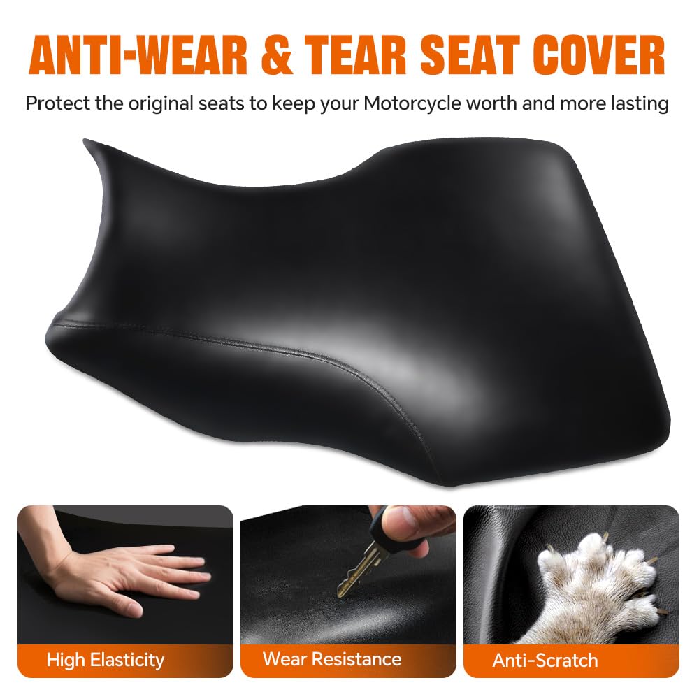 G-PLUS Seat Cover Compatible with Yamaha Grizzly 660 2002-2008 1PC Black Synthetic Leather Standard Seat Protector