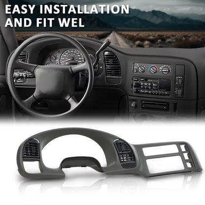 G-PLUS Dash Radio Cluster Trim Bezel Panel Compatible with Chevy Astro GMC Safari 1995-2005 15718197 Gray