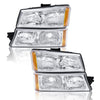 G-PLUS Headlights Assembly Fit 2003 2004 2005 2006 Chevy Avalanche/Silverado 1500 2500 3500 1500 HD 2500 HD Bumper Headlamps, Clear Lens Chrome Housing Amber Reflector,faros delanteros