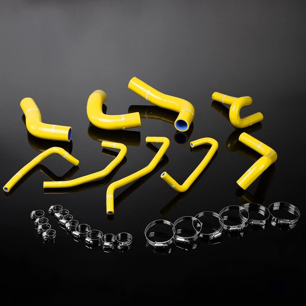 G-PLUS Silicone Radiator Coolant Hose Kit Clamps Compatible With 1994-1997 Mazda Miata MX5 1.8L,Yellow