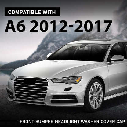 G-PLUS Pair Front Bumper Headlight Washer Cover Cap, Compatible with Audi A6 C7 2012-2017, Left Driver & Right Passenger Side 2PCS, 4G0955275, 4G0955276