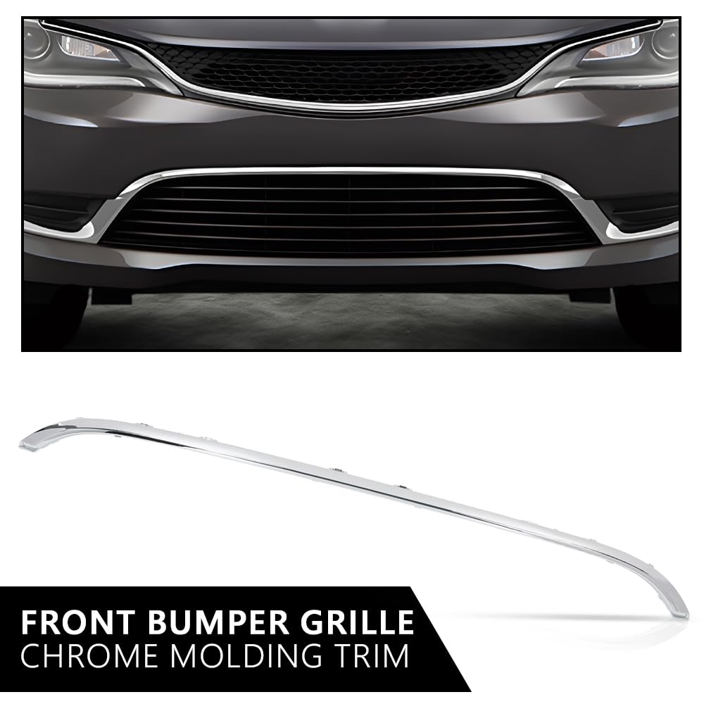 G-PLUS Front Center Bumper Trim Compatible with Chrysler 200 (submodel: C, Limited, LX, S) 2015-2017 68203029AB CH1044120 Chrome
