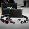 G-PLUS Black 25 Row AN10-10AN Engine Transmission Oil Cooler Kit & Oil Cooler Sandwich Plate Kit Compatible with GM LS1 LS2 LS3 Aluminum