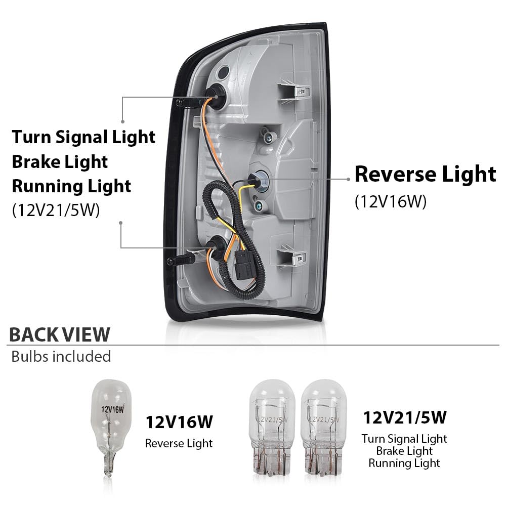 G-PLUS Tail Light w/Bulb Right Passenger Side Compatible with GMC Canyon 2015-2022(Submodel:Terrain,Denali,Base,SL,SLE,SLT,AT4,Elevation,Elevation Standard) Luces Traseras Rear Brake Lamps Assembly