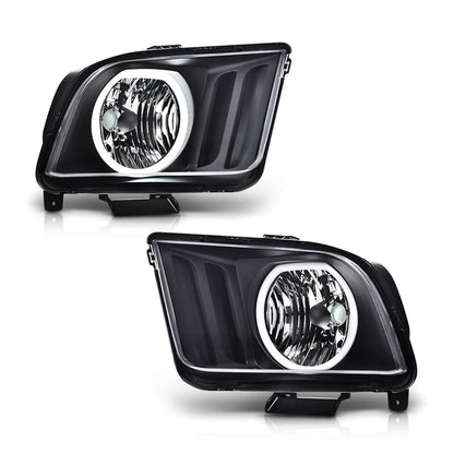 G-PLUS LED DRL Headlights, Compatible with Ford Mustang 2005 2006 2007 2008 2009 Bumper Headlamps, Clear Lens Black Housing Amber Reflector Left & Right,faros delanteros
