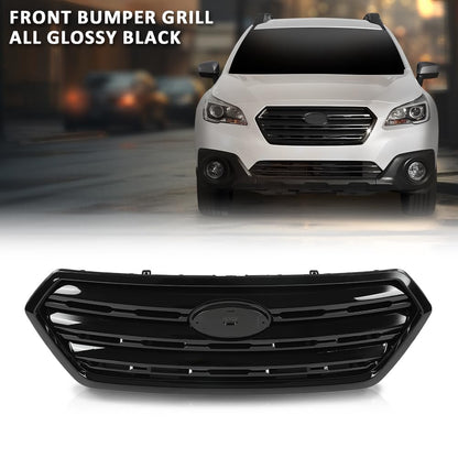 G-PLUS Front Bumper Grill Grille Compatible with Subaru Outback 2015-2017 Glossy Black 91121AL05A