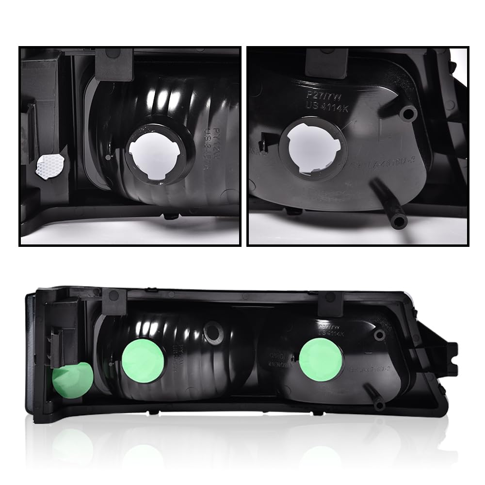 G-PLUS LED Headlights Assembly & Tail Lights Fit Chevy Silverado 1500 1500 HD 2500 2500 HD 2003-2006, Smoky Lens Black Housing Clear Reflector Headlamps Assembly Red Taillights