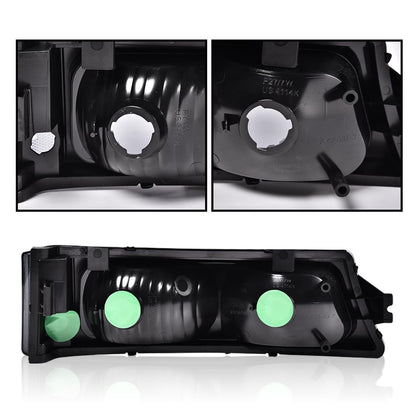 G-PLUS LED Headlights Assembly & Tail Lights Fit Chevy Silverado 1500 1500 HD 2500 2500 HD 2003-2006, Smoky Lens Black Housing Clear Reflector Headlamps Assembly Red Taillights