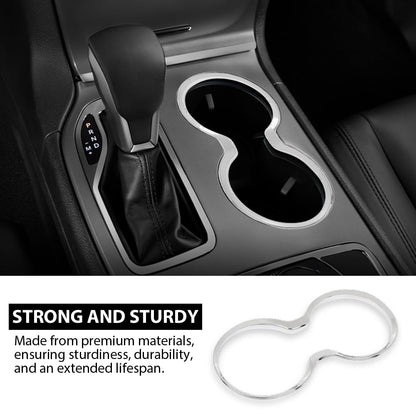 G-PLUS Chrome Cup Holder Trim Cover Frame Decorative Interior Accessories Compatible with Jeep Grand Cherokee 2011-2021