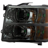 G-PLUS LED Headlights Assembly Fit Chevy Silverado 1500 2007-2013/Fit Silverado 2500 HD 3500 HD 2007-2014,Left & Right Corner Headlamps,Smoky Lens Chrome Housing Amber Reflector,faros delanteros