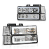 G-PLUS Corner Headlights w/Bulbs Fit GMC Yukon C/K1500 C/K2500 Suburban 1994-1999,Fit GMC C2500 C3500 K2500 K3500 1994-2000 Clear Lens Chrome Housing Clear Reflector Bumper Headlamps,faros Assembly