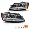G-PLUS Headlights Headlamps w/Bulbs Left + Right Compatible with Volkswagen Jetta 2011-2018 5C7941005, 5C7941006,Clear Lens Chrome Housing Amber Reflector