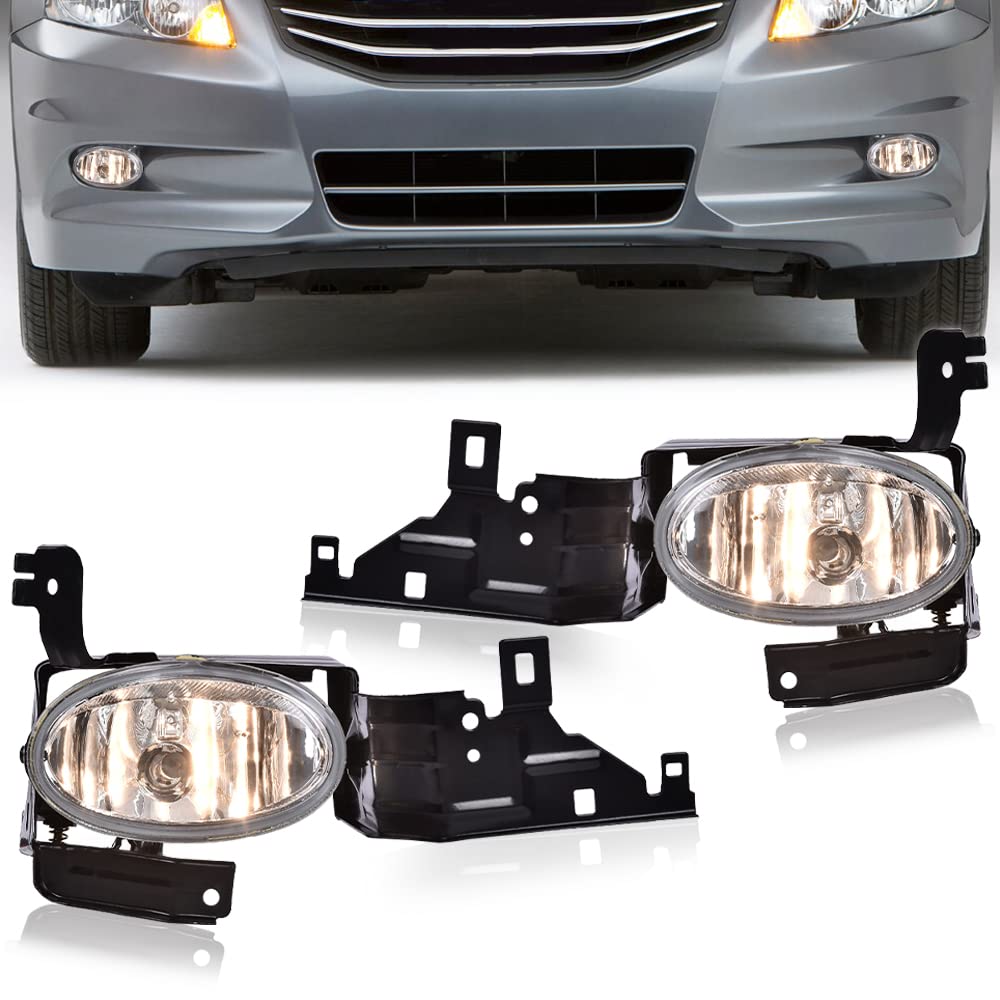 G-PLUS Bumper Fog Lights, Compatible with Honda Accord Sedan 2011 2012 Clear Lens Fog Lamps w/Switch Driver & Passenger Side