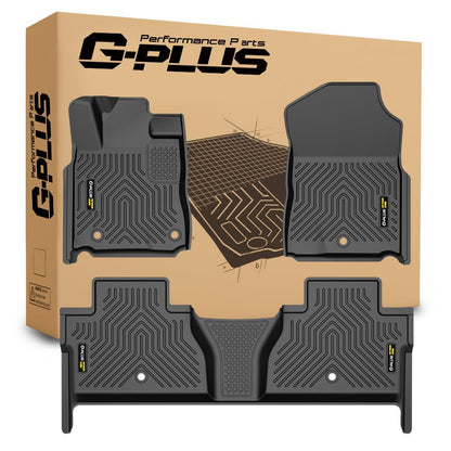 G-PLUS Floor Mats Compatible with Toyota Tundra CrewMax Cab 2014-2021 1st & 2nd Row Full Set All Weather Protection TPE Floor Liners Black