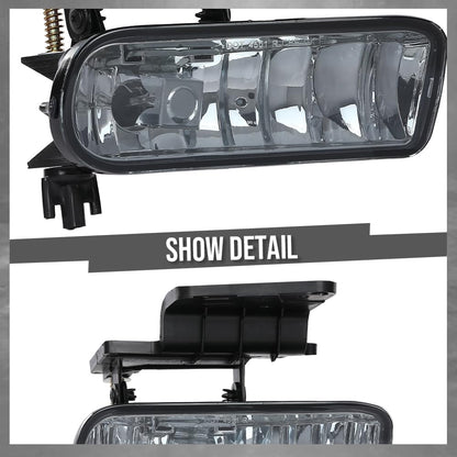 G-PLUS Fog Lights, Compatible with GMC Sierra 1999-2002/Fit GMC Yukon/Yukon XL 2000-2006 Fog Light Bumper Lamps Left/Right Smoky Lens(Not fit C3 & Denali models)