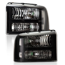 G-PLUS Headlights Assembly for Ford F250 F350 Super Duty 2005-2007 Clear Black