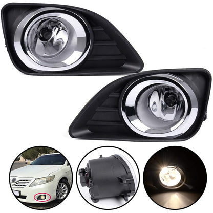 G-PLUS Clear Lens Fog Lights Assembly Compatible with Toyota Camry LE/XLE/Base 2010 2011 Driving Bumper Lamps + Wiring +Switch Kit + H8 Bulbs (Not fit SE and Hybrid models)