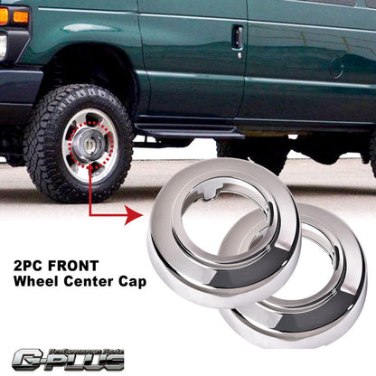 G-PLUS Front Wheel Center Cap Compatible with 94-08 4WD Van E150 E250 E350 F250 F350,Replacement Hub Cap Silver (2Pcs)