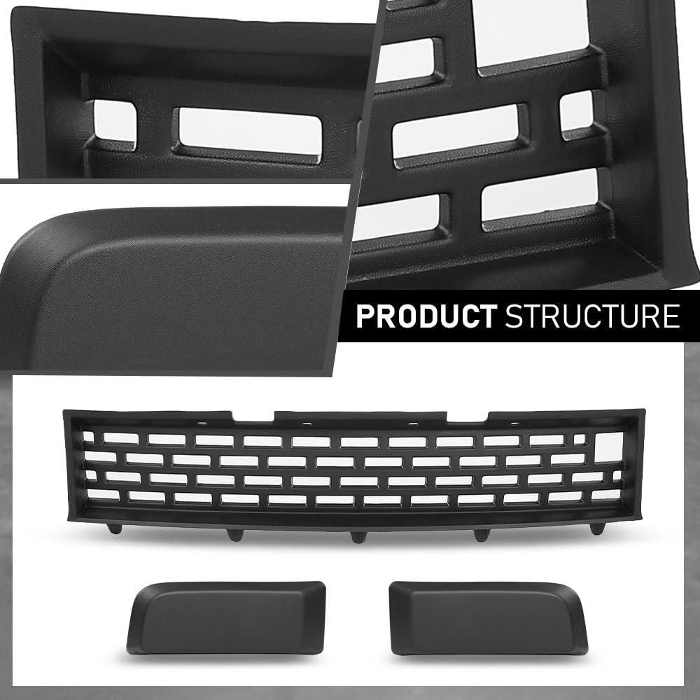 G-PLUS Front Bumper Grille Kit Compatible with Ford F150 SVT Raptor Crew Cab Pickup 4-Door 2011-2014 8PCS, AL3Z17757APTM AL3Z17E811A FO1042139, Black