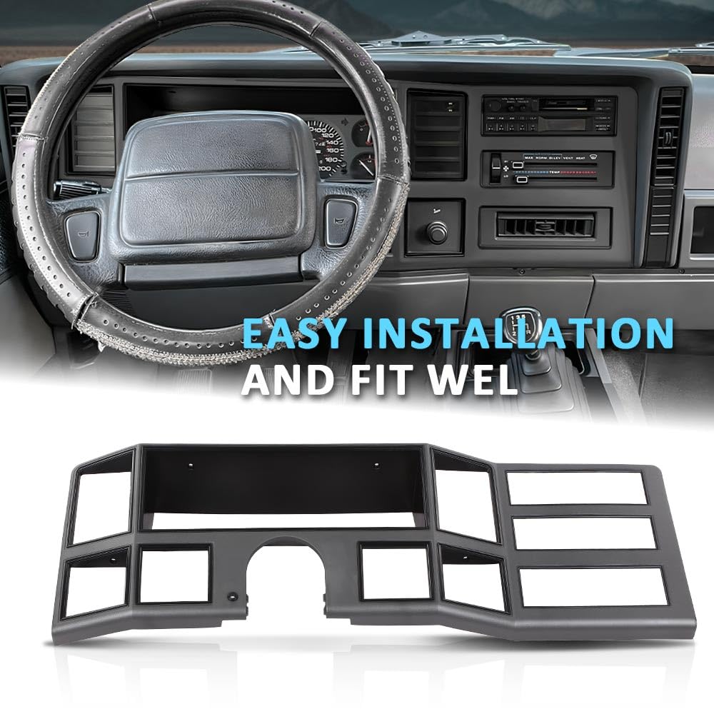 G-PLUS Dash Bezel Radio Surround Trim Compatible with 1984-1996 Jeep Cherokee XJ with Hole Silver
