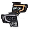 G-PLUS LED Headlights Assembly, Compatible with 2009-2014 Ford F150(Only Fit LED Style,NOt Fit without LED Style) Bumper Headlamps,Clear Lens Black Housing Amber Reflector