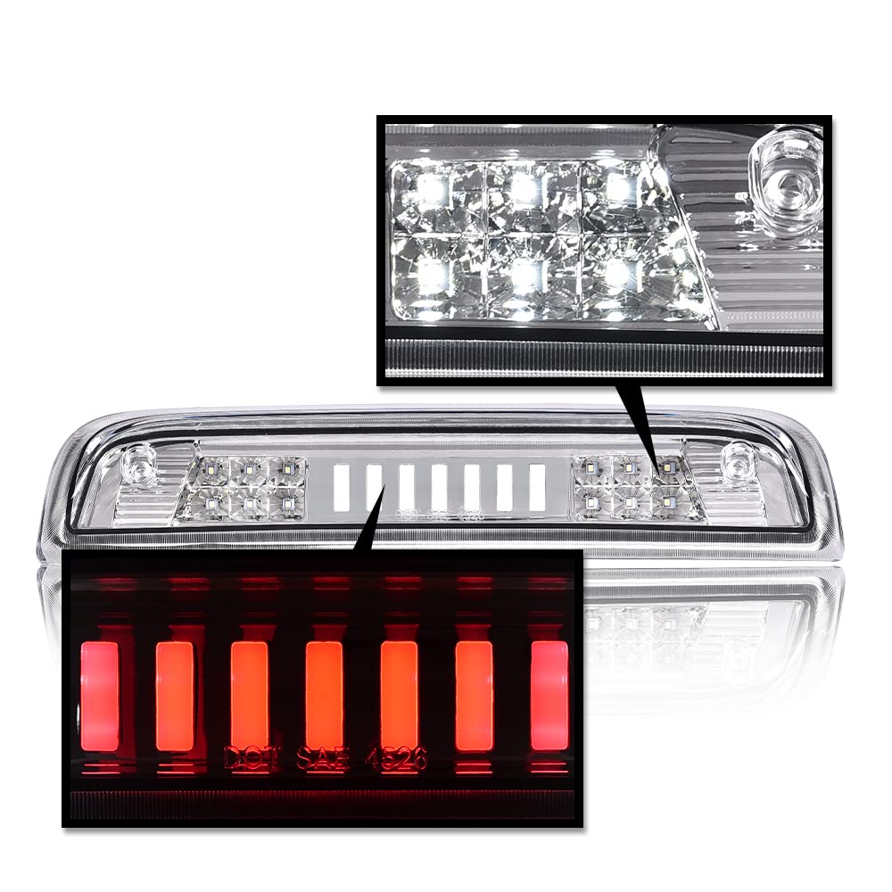 G-PLUS LED 3rd Third Brake Light Compatible with Chevy Silverado/GMC Sierra 1500 2014-2020, High Mount Cargo Lamp Type I, Clear Lens Chrome Housing, 23509162 20979071