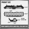 G-PLUS Front Bumper Upper & Lower Grill + Fog Lights Set Compatible with Toyota 4Runner SR5 2014-2019 TO1036148, TO1038173 Black