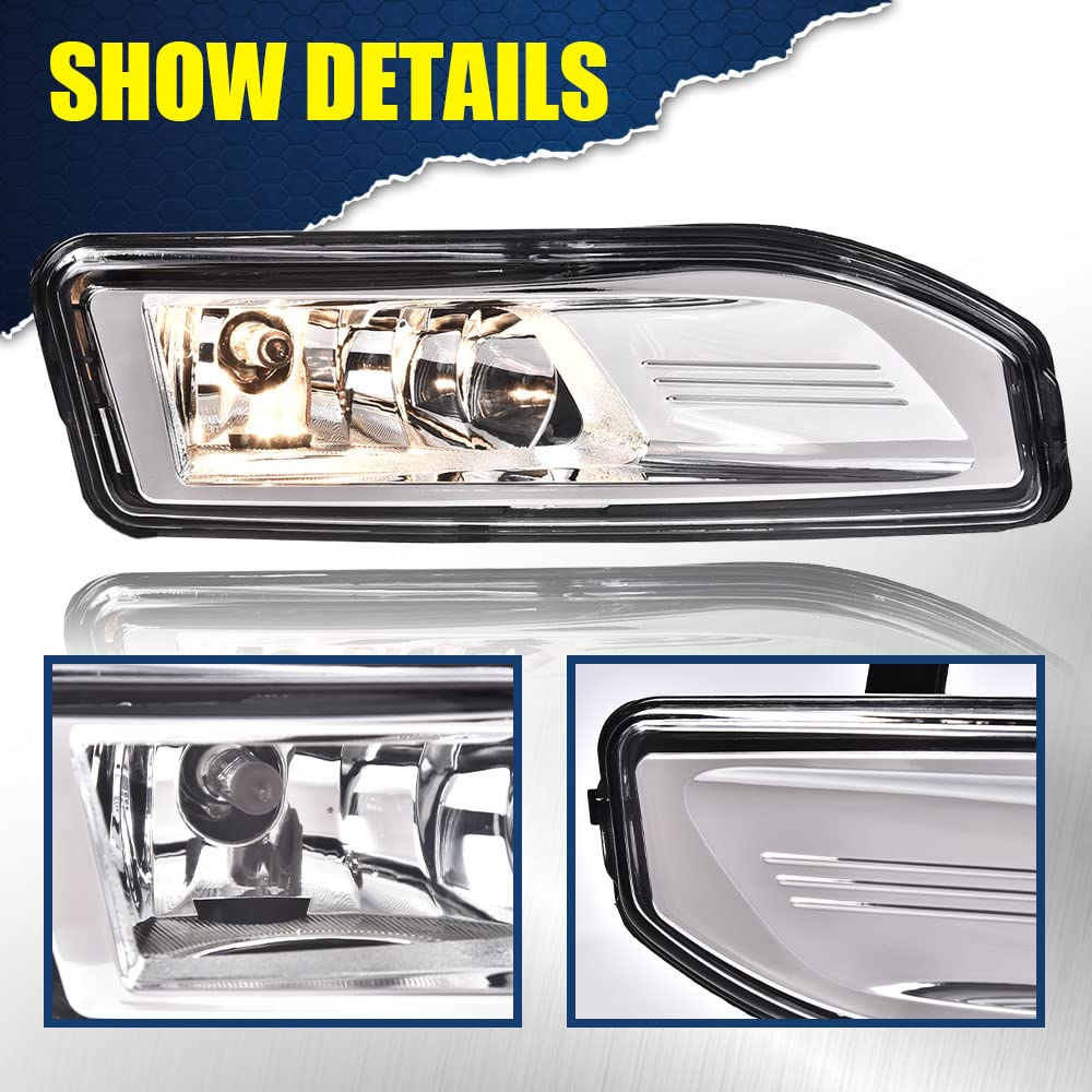 G-PLUS Fog Lights Assembly Replacement for 2017 2018 2019 Nissan Rogue/Kicks/Leaf/Versa Note S SL SR SV 4-Door Sedan OEM Clear Lens LED Fog Lamp,A Pair(Left+Right)
