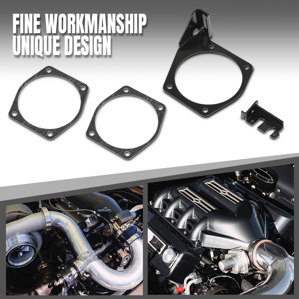 G-PLUS Throttle Body Cable Bracket Fit 92MM 102MM LSX LS LS1 LS3 LS6 LS7 4‑Bolts Drive‑By‑Cable Throttle Body Not Fit the Larger 105mm Intakes Black