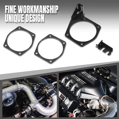 G-PLUS Throttle Body Cable Bracket Fit 92MM 102MM LSX LS LS1 LS3 LS6 LS7 4‑Bolts Drive‑By‑Cable Throttle Body Not Fit the Larger 105mm Intakes Black