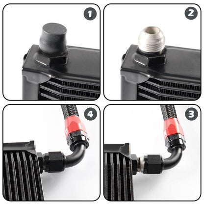 G-PLUS Engine Transmission Oil Cooler Kit Upgrade 25 Row Aluminum Compatible With BMW 3 SERIES 335I E90 E92 N54 Black