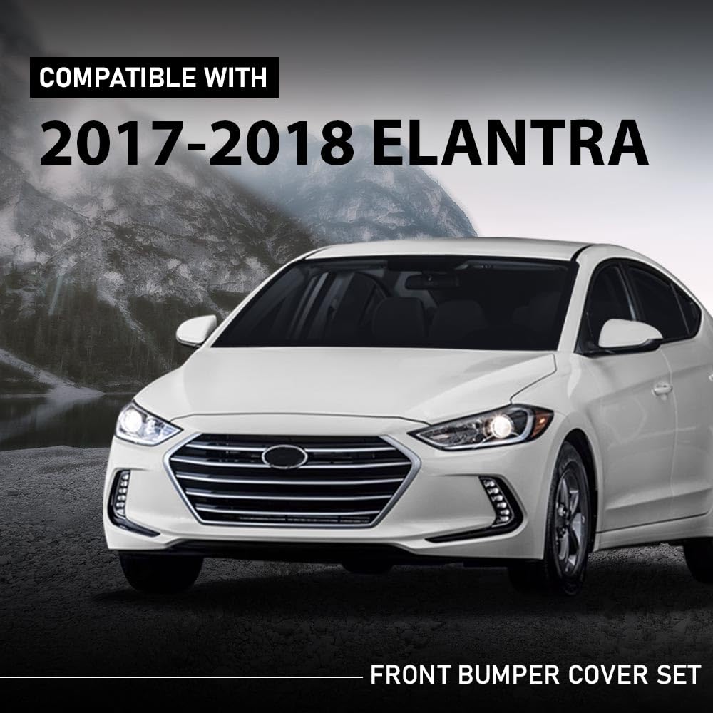 G-PLUS Front Bumper Cover Grille Set Compatible with Hyundai Elantra 2017-2018