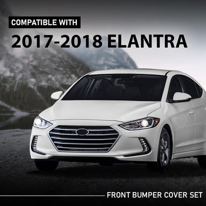 G-PLUS Front Bumper Cover Grille Set Compatible with Hyundai Elantra 2017-2018