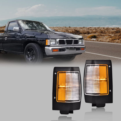 G-PLUS Parking Corner Side Marker Signal Light Lamp Pair Set Compatible with 1990-1997 D21 Pickup Black B611001G02, B611501G02 NI2551104, NI2550104