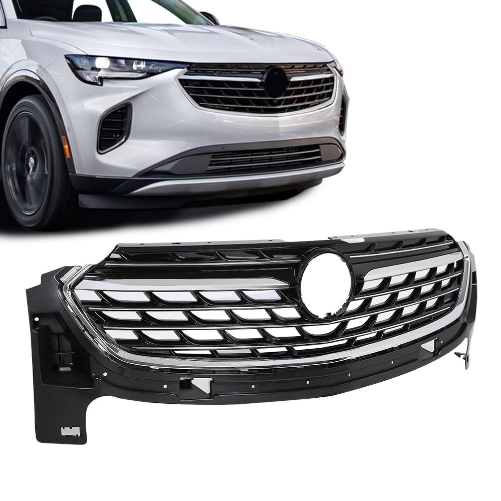 G-PLUS Front Bumper Upper Grille Chrome Black Compatible with Buick Envision Avenir 2021 2022 2023 84899914