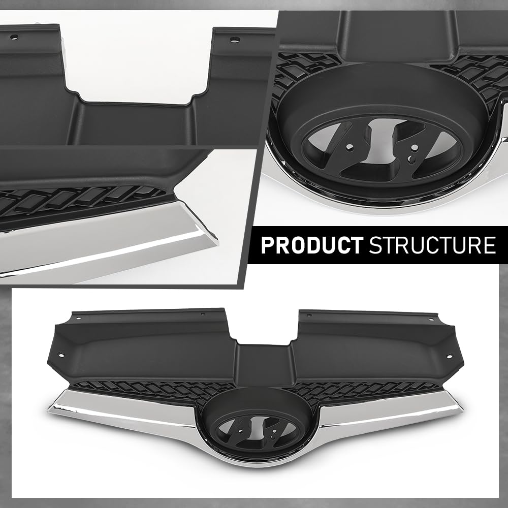 G-PLUS Front Grille Compatible with Ve.loster Base 2012-2017/ Ve loster RE:FLEX 2014 2015/ SE, Tech 2015 2016 Bumper Grill w/Chrome Trim Replacement for 863502V100, HY1200170