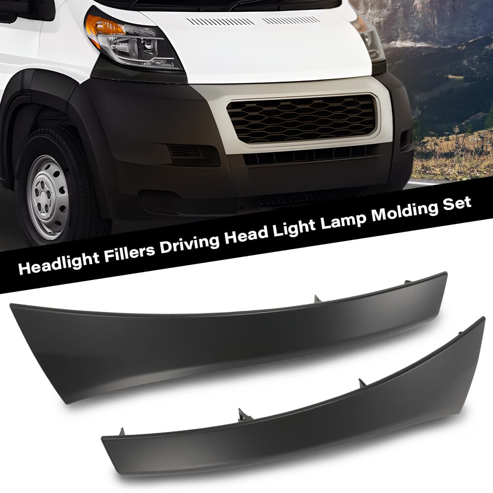 G-PLUS Headlight Fillers Driving Head Light Lamp Molding Set Compatible with Ram ProMaster 1500/2500 /3500 Base 2014-2022 1ZT59ZZZAA 1ZT60ZZZAA CH1089103 CH1088103