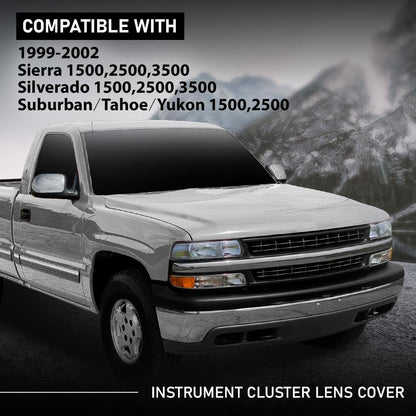 G-PLUS Instrument Cluster Lens Cover Compatible with Chevy Tahoe Silverado 1500 GMC Yukon Sierra 1999 2000 2001 2002 16227347 Black