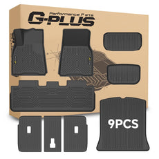 G-PLUS 9PCS Floor Mats Cargo Liner for Tesla Model Y 2020-2024 5 Seat TPE Black