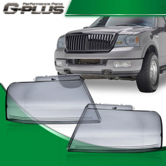 G-PLUS Front Headlight Lens Cover Compatible with 2004-2008 F150/06-08 Lincoln Mark LT, Left & Right Side (Smoky Lens)