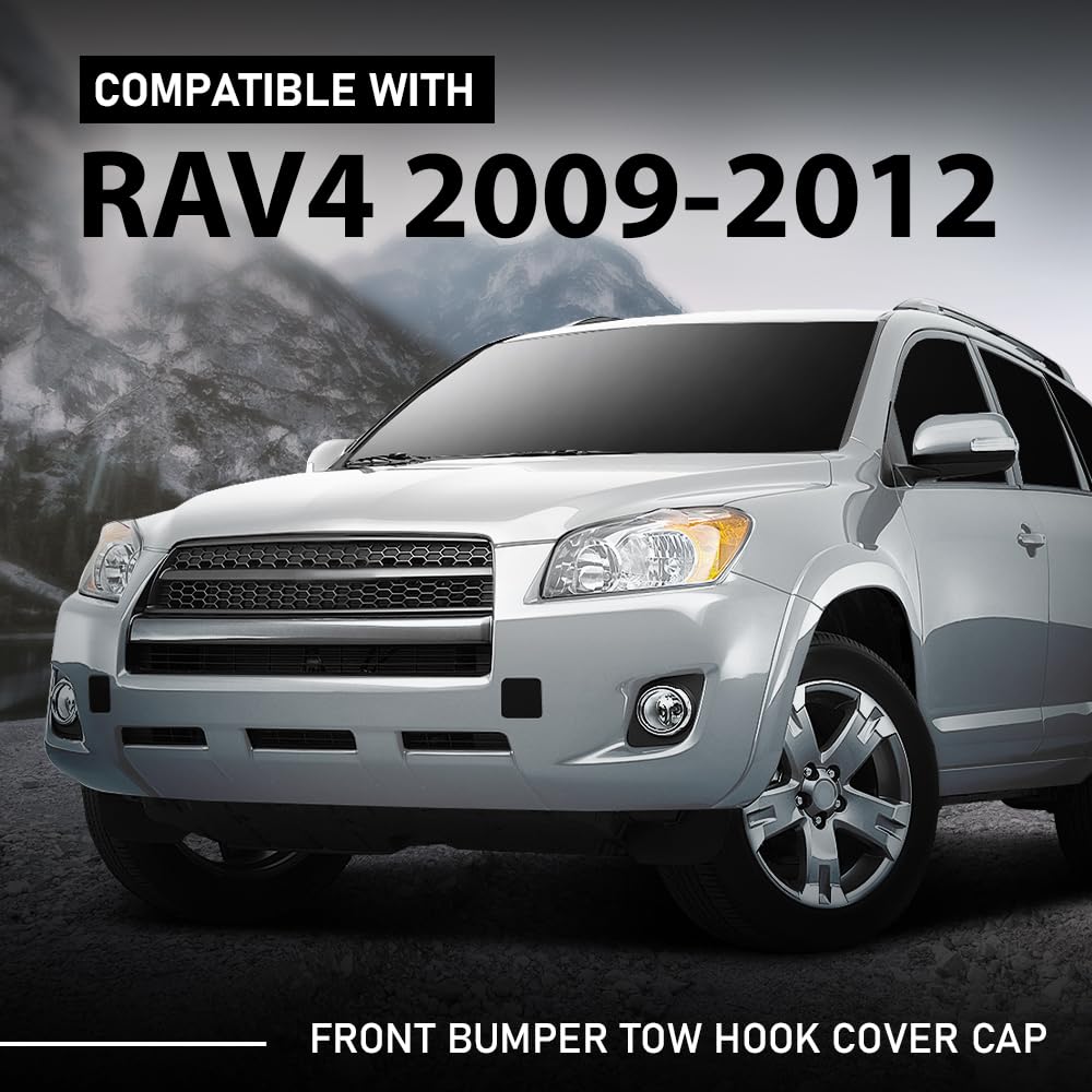 G-PLUS Front Bumper Tow Hook Cover Cap 2Pcs Compatible with Toyota RAV4 2009-2012 532860R020