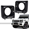 G-PLUS Black Headlight Bezel w/LED DRL Light Strip & Wire harness Compatible with 1990-2018 Mercedes Benz G-class W463 G63 G65 G500 G550 G55 AMG