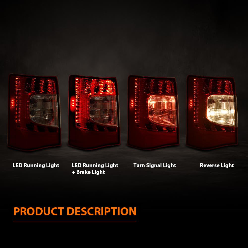 G-PLUS LED Rear Tail Lights Lamps Left & Right w/Bulbs Compatible with Chrysler Town & Country 2011-2016 CH2800198, CH2801198,5182531AE, 5182530AE