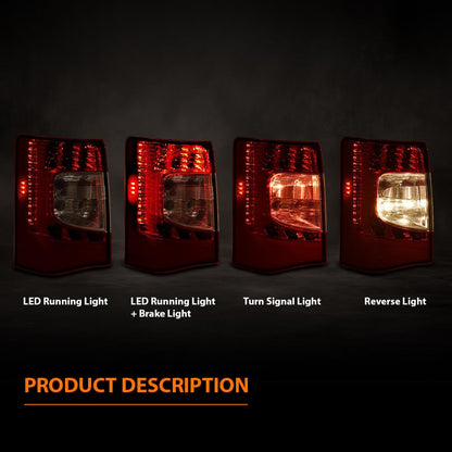 G-PLUS LED Rear Tail Lights Lamps Left & Right w/Bulbs Compatible with Chrysler Town & Country 2011-2016 CH2800198, CH2801198,5182531AE, 5182530AE