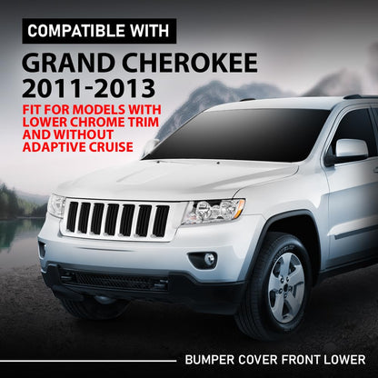 G-PLUS Front Lower Bumper Cover, Compatible with Jeep Grand Cherokee 2011-2013, For Models Without Adaptive Speed Control 68078270AB, CH1095118
