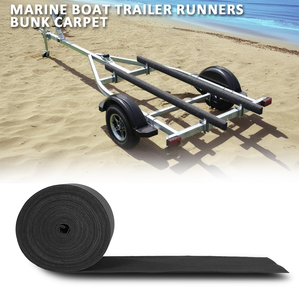 G-PLUS 12" x 100ft Ribbed Bunk Carpet Marine Boat Trailer Runners Outdoor Fit for Boat Trailer Runners Black