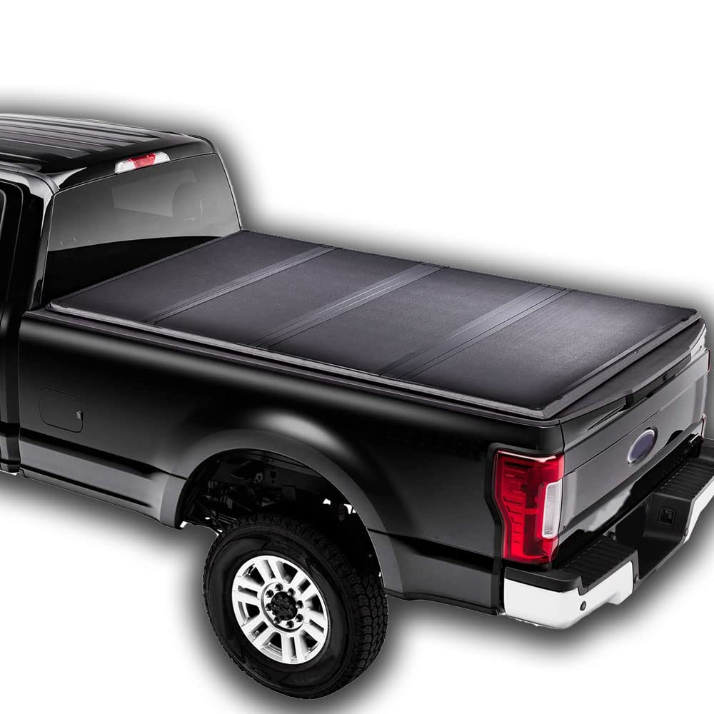 G-PLUS T4 Four-Fold Hard 8Ft Truck Tonneau Cover Replacement for 1999-2017 Ford F250 F350 F450 Super Duty,96" Long Bed Black