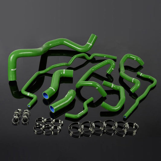 G-PLUS Silicone Radiator Coolant Hose Kit Clamps Compatible With 1999-2006 Volkswagen VW Golf Mk4 Turbo 1.8T Green