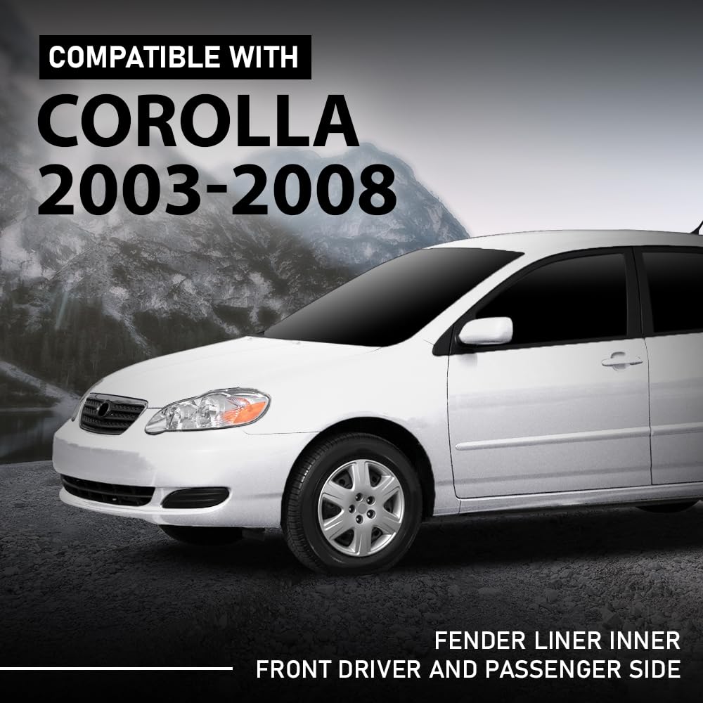 G-PLUS Inner Fender Liner Set Front Left and Right 2Pc Compatible with Toyota Corolla Sedan 2003-2008 TO1249119